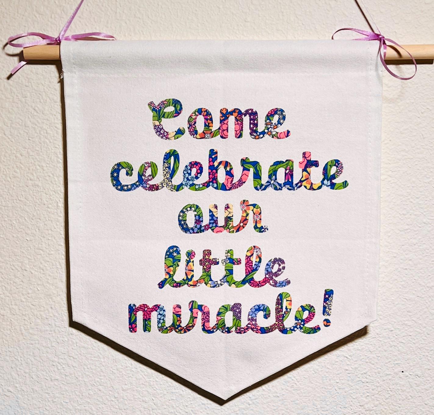 Custom Baby Shower Welcome Sign made with Liberty of London fabric, perfect baby showers or nursery decor gift! Handmade w/ linen, ribbon