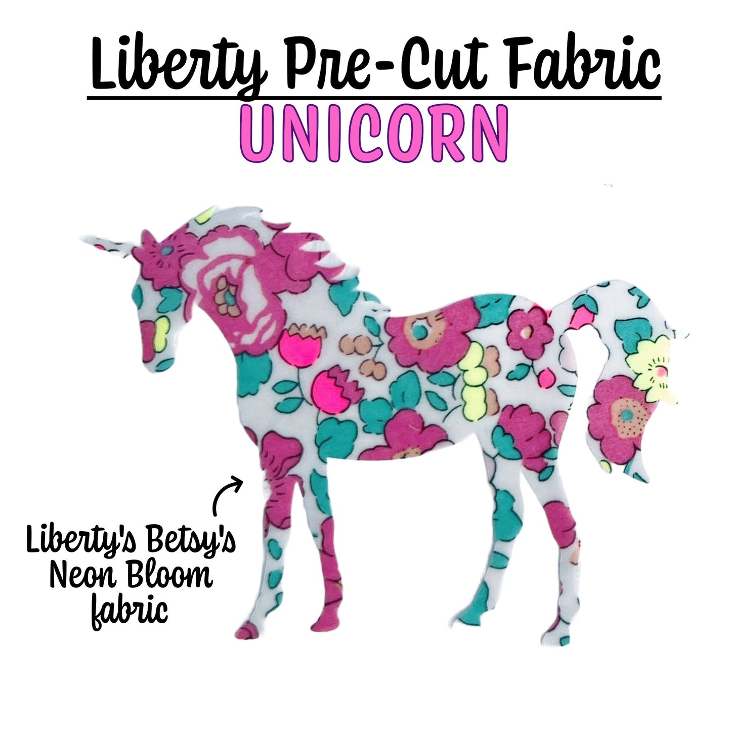 Iron on Unicorns, made with over 70 Liberty of London fabric options to choose from, Fun with DIY crafts, upcycling clothes, baby showers!