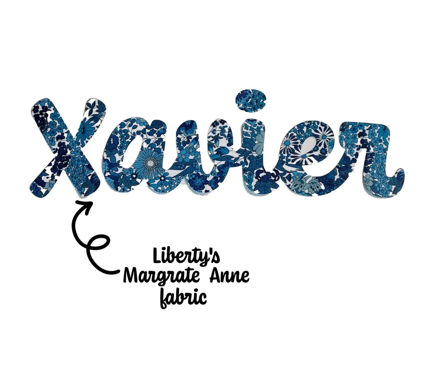 Iron on Names in a variety of Liberty of London fabrics, Customize clothes, quilts + more! Easy No Sew and Stitchable iron on backing!