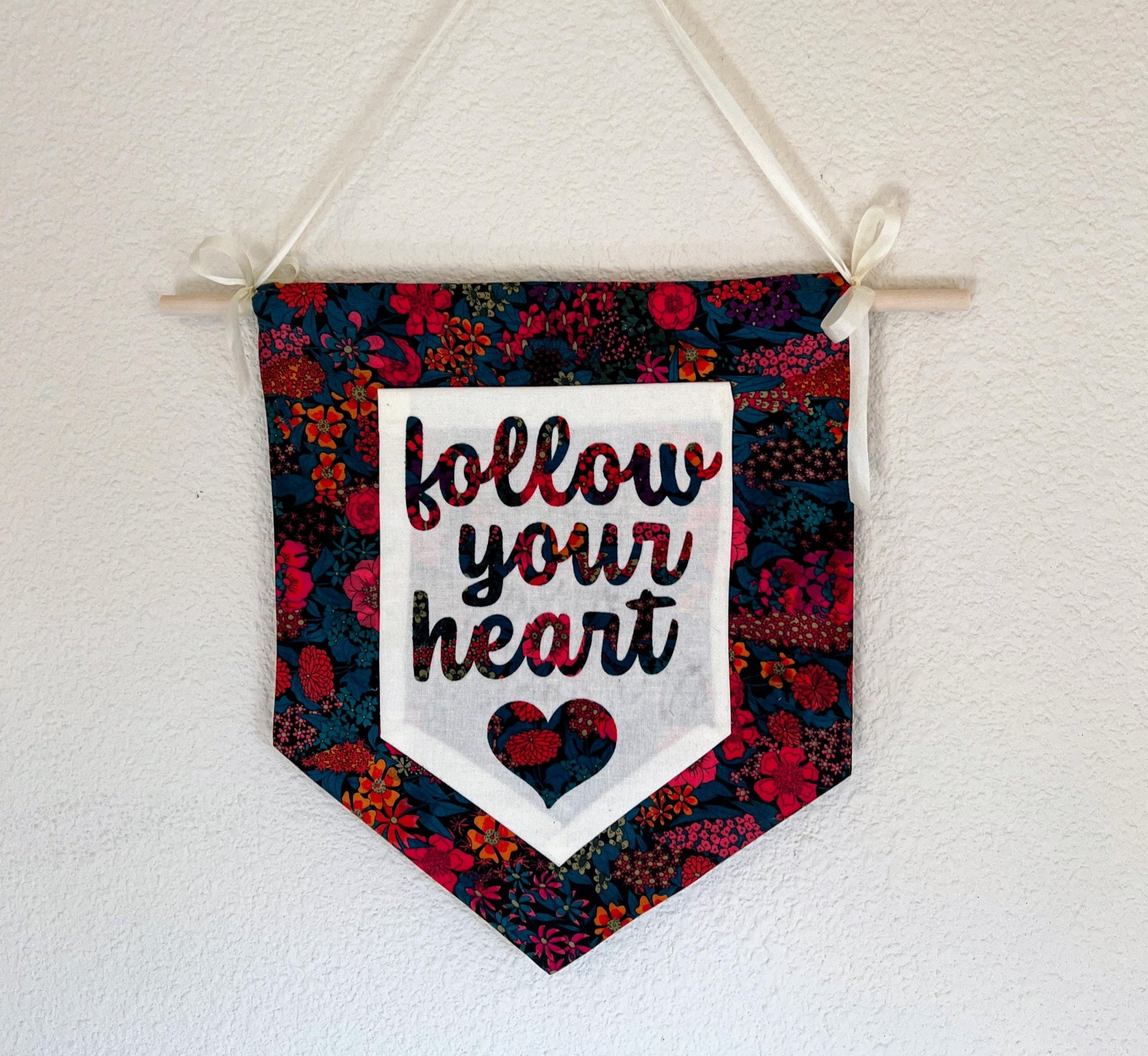 Banner with custom text, made with Liberty of London fabric, ribbon- perfect for birthdays, baby showers, bedroom decor and more!
