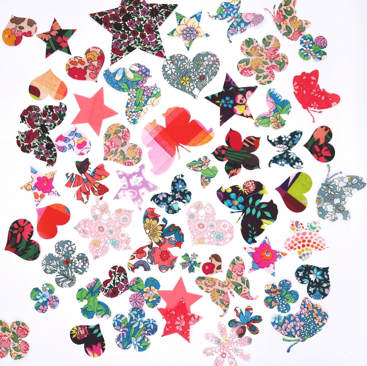 Liberty of London Fabric Iron-Ons: Flowers, Hearts, Stars, Butterflies