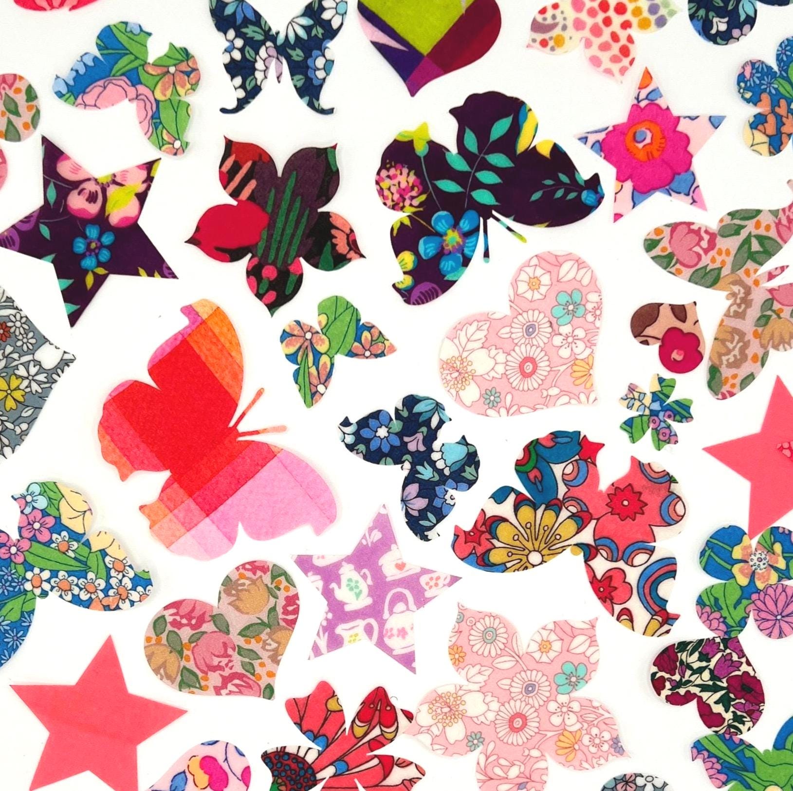 Liberty of London Fabric Iron-Ons: Flowers, Hearts, Stars, Butterflies