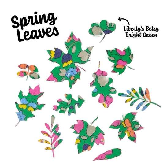 Iron on fabric Spring + Fall LEAF appliques, Perfect for patchwork quilting, DIY projects, baby shower Onesie Decorating station and more!