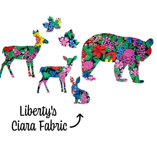 Forest Animal Iron-ons in Liberty of London fabric options, Perfect for applique quilting, upcycling kids clothes! no-sew+stitchable options