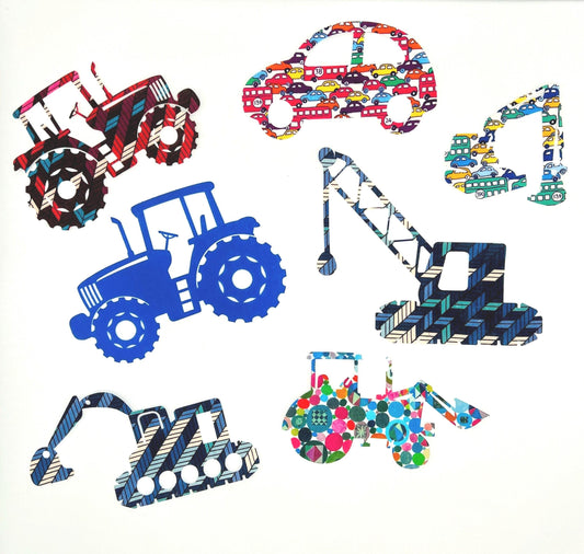 Boys Onesie and Bib Decor Kit: Easy No-Sew Iron-Ons with colorful Liberty of London Fabrics and more!