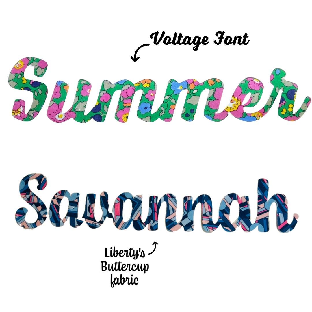 Personalized Iron-On Name Script Patches: Choose from 70+ Liberty of London Fabrics