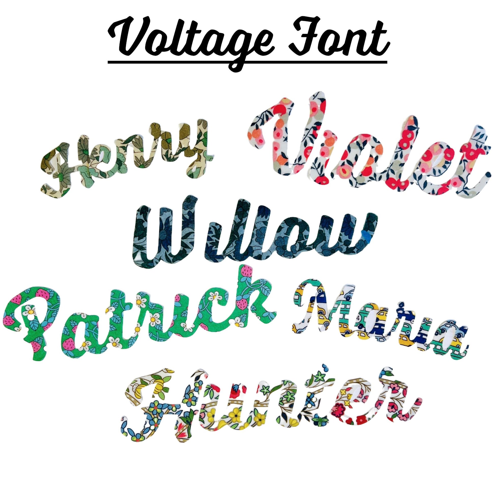Personalized Iron-On Name Script Patches: Choose from 70+ Liberty of London Fabrics