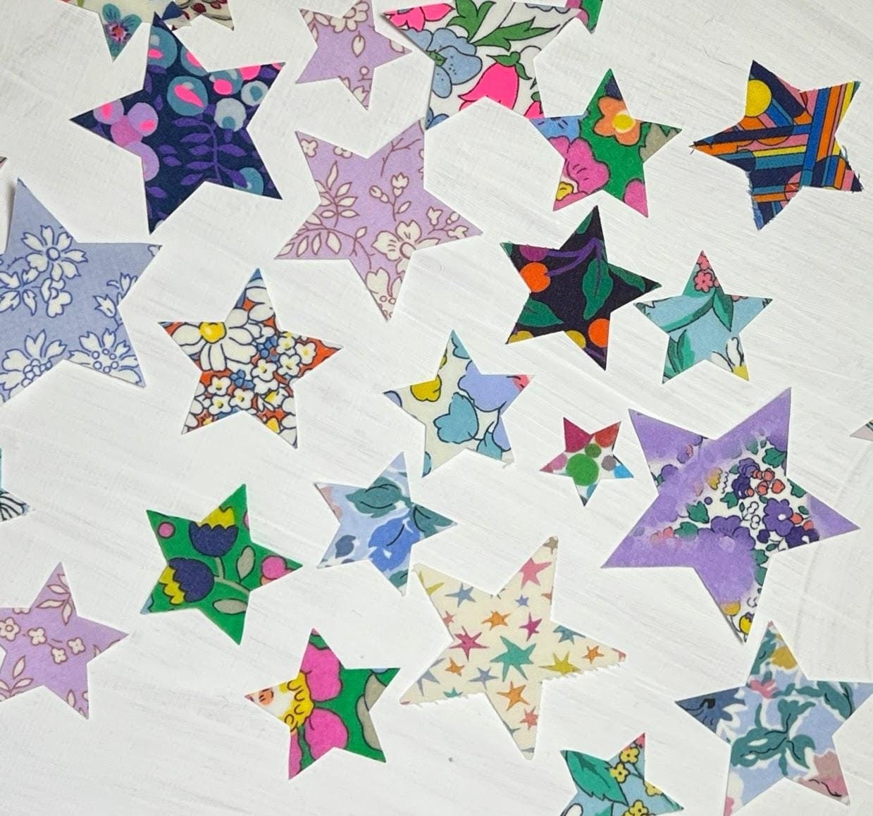 Liberty Fabric Star Appliques – Assorted Prints for DIY Crafts, Quilting, Mending (Iron-On)
