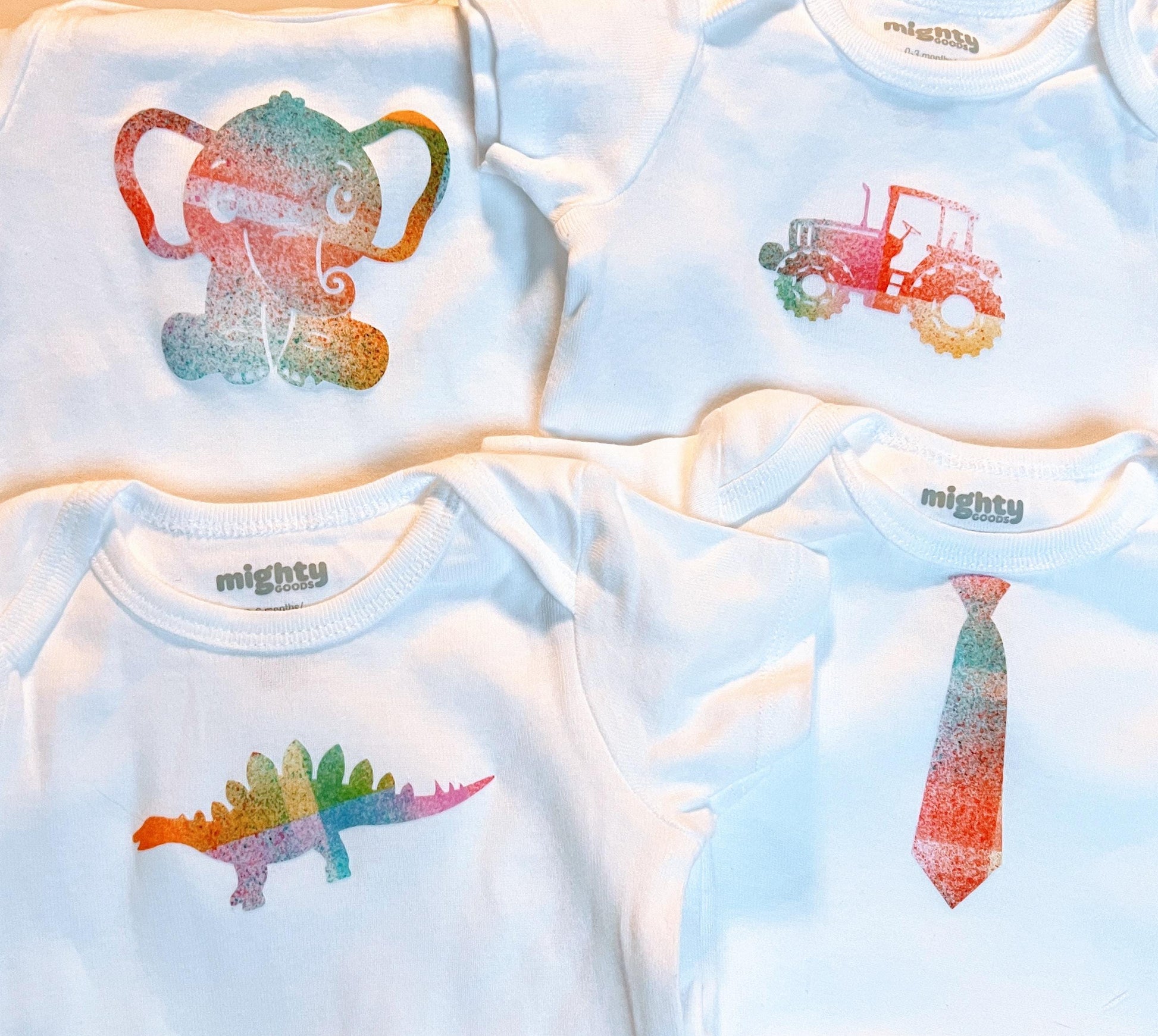 Boys Onesie and Bib Decor Kit, Easy No-Sew Iron-Ons with colorful Liberty of London Fabrics, Shapes to choose from and custom shapes!