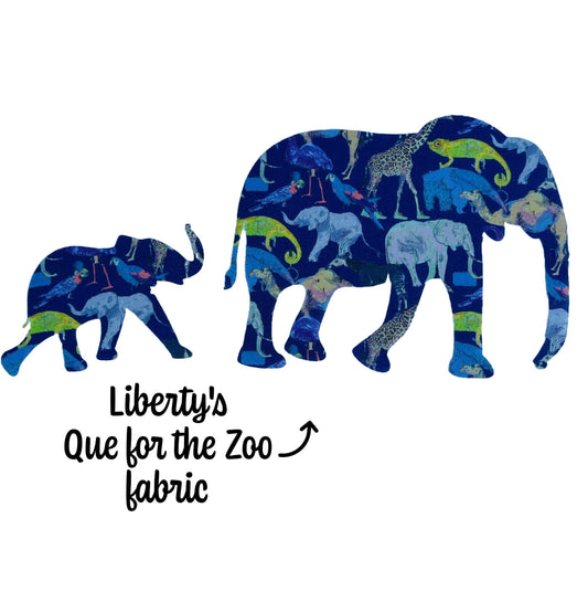Liberty London Fabric Elephant Appliques: Iron-On Mama & Baby Patches
