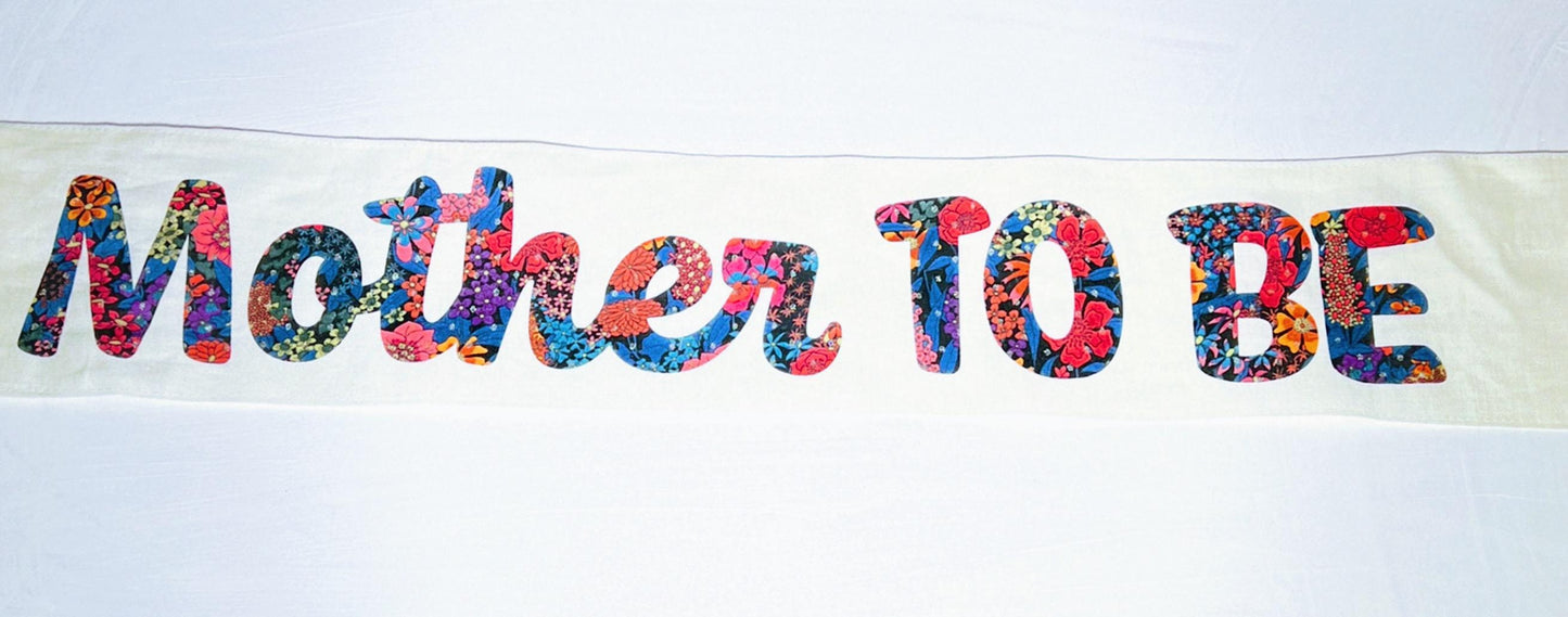Baby in Bloom Sash: Handmade Linen & Liberty Fabric, Baby Shower