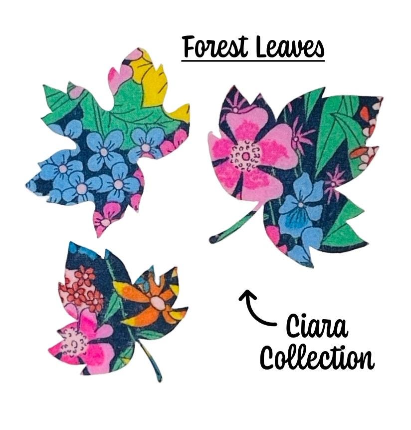 Iron on fabric Spring + Fall LEAF appliques, Perfect for patchwork quilting, DIY projects, baby shower Onesie Decorating station and more!