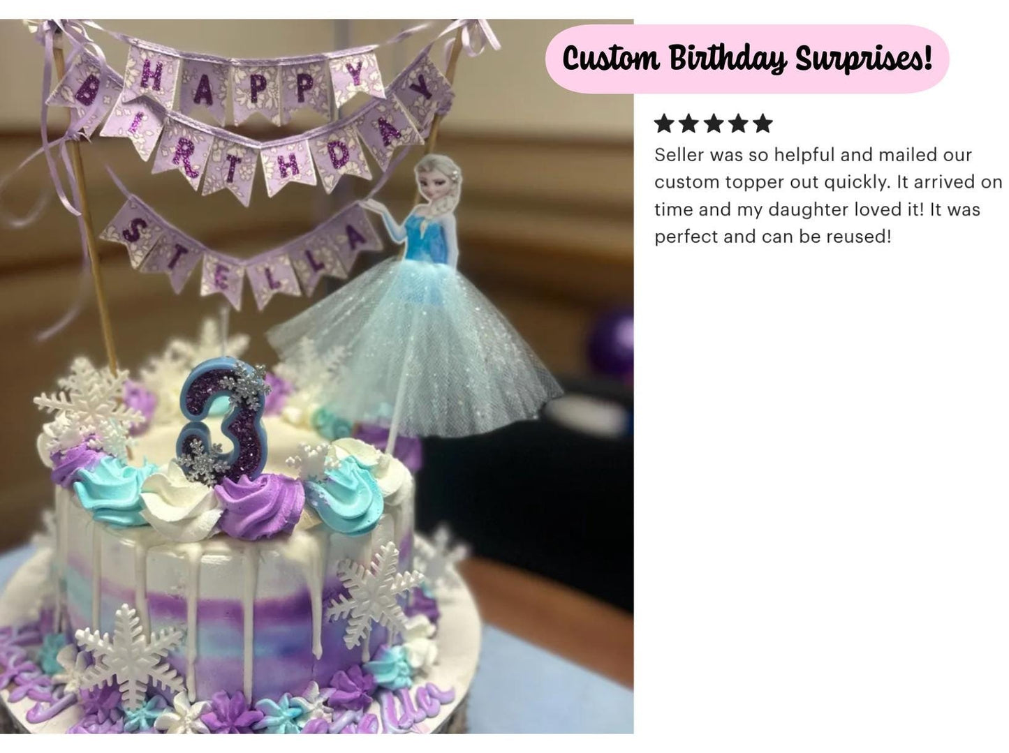 Liberty of London Fabric Cake Topper Bunting: Glitter Letter Banner