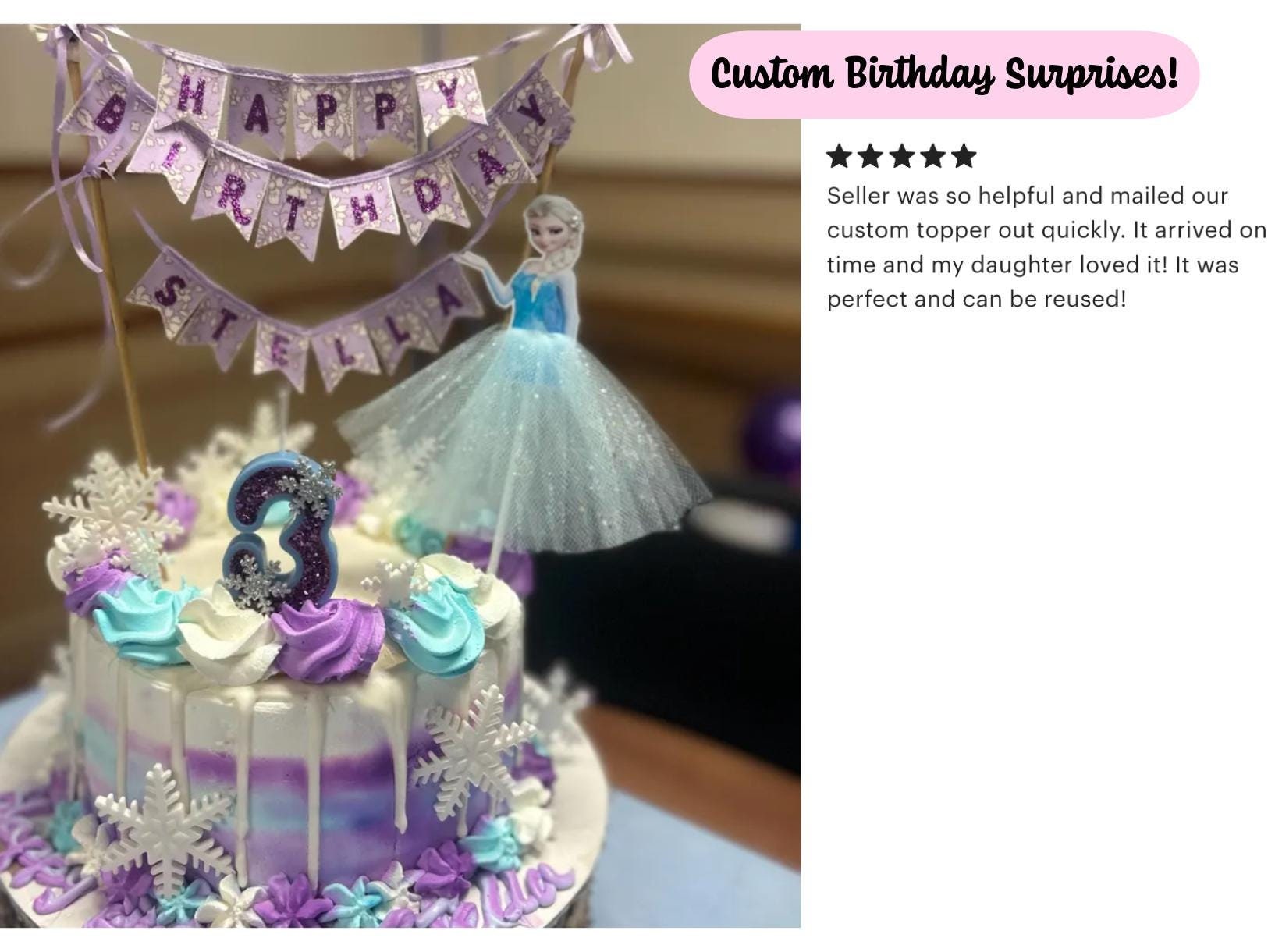 Liberty Fabric Cake Topper Bunting: Glitter Letters, Linen Backing, Satin Ribbon, Keepsake Banner