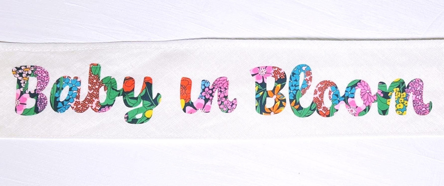 Baby Shower Mama Sash: Linen, Liberty Fabric, Satin, Velvet Ribbons