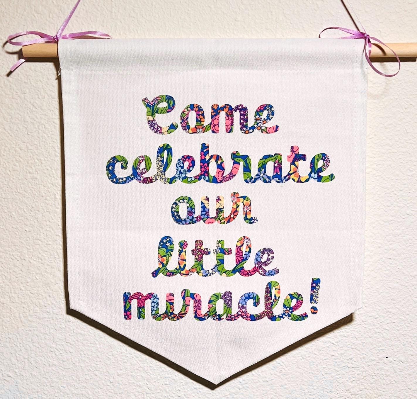 Banner with custom text, made with Liberty of London fabric, ribbon- perfect for birthdays, baby showers, bedroom decor and more!