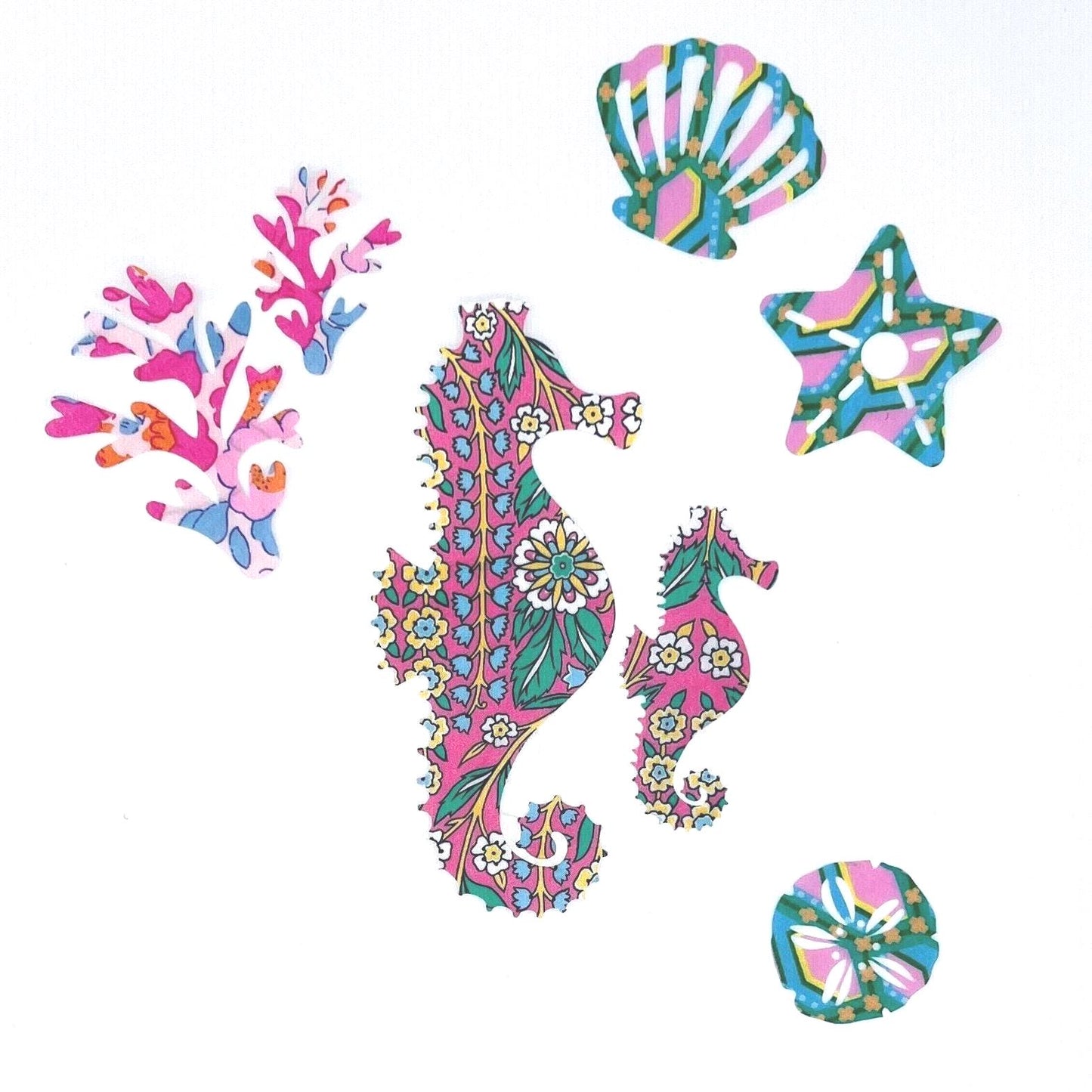 Liberty fabric Seaside Onesie Decorating Kit for Baby Showers, Easy No Sew Appliques