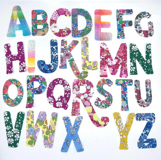 ABC's Iron on Alphabet, Liberty of London fabric, easy no sew or stitchable iron on alphabet, arts n' crafts for kids, nursery decor