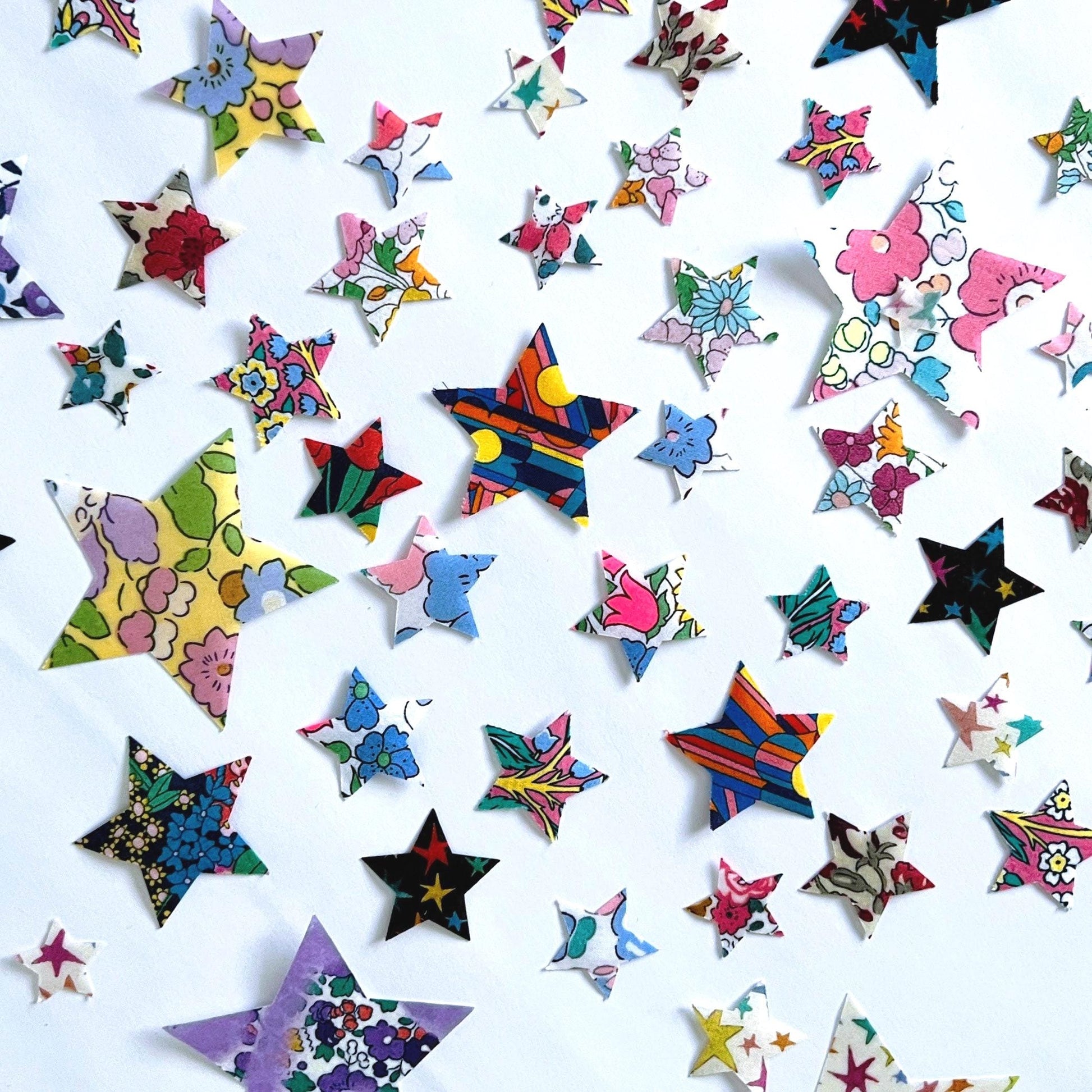 Liberty Fabric Star Appliques – Assorted Prints for DIY Crafts, Quilting, Mending (Iron-On)