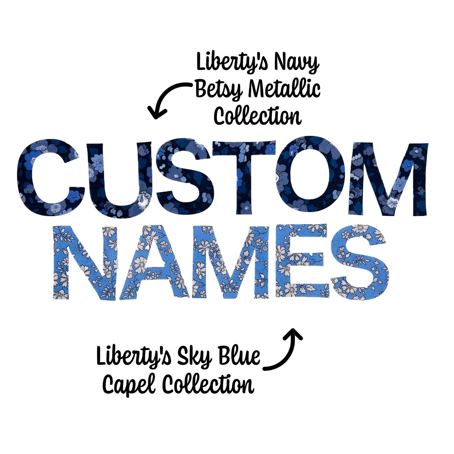 Iron on Letters, Number in Liberty of London fabric options great for DIY decor, patchwork quilts, upcycling clothes, gifts nursery decor!