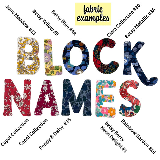Iron on fabric letters, Liberty of London fabric options pre cut letters + numbers, no sew iron on letters, letter patches, Liberty patches