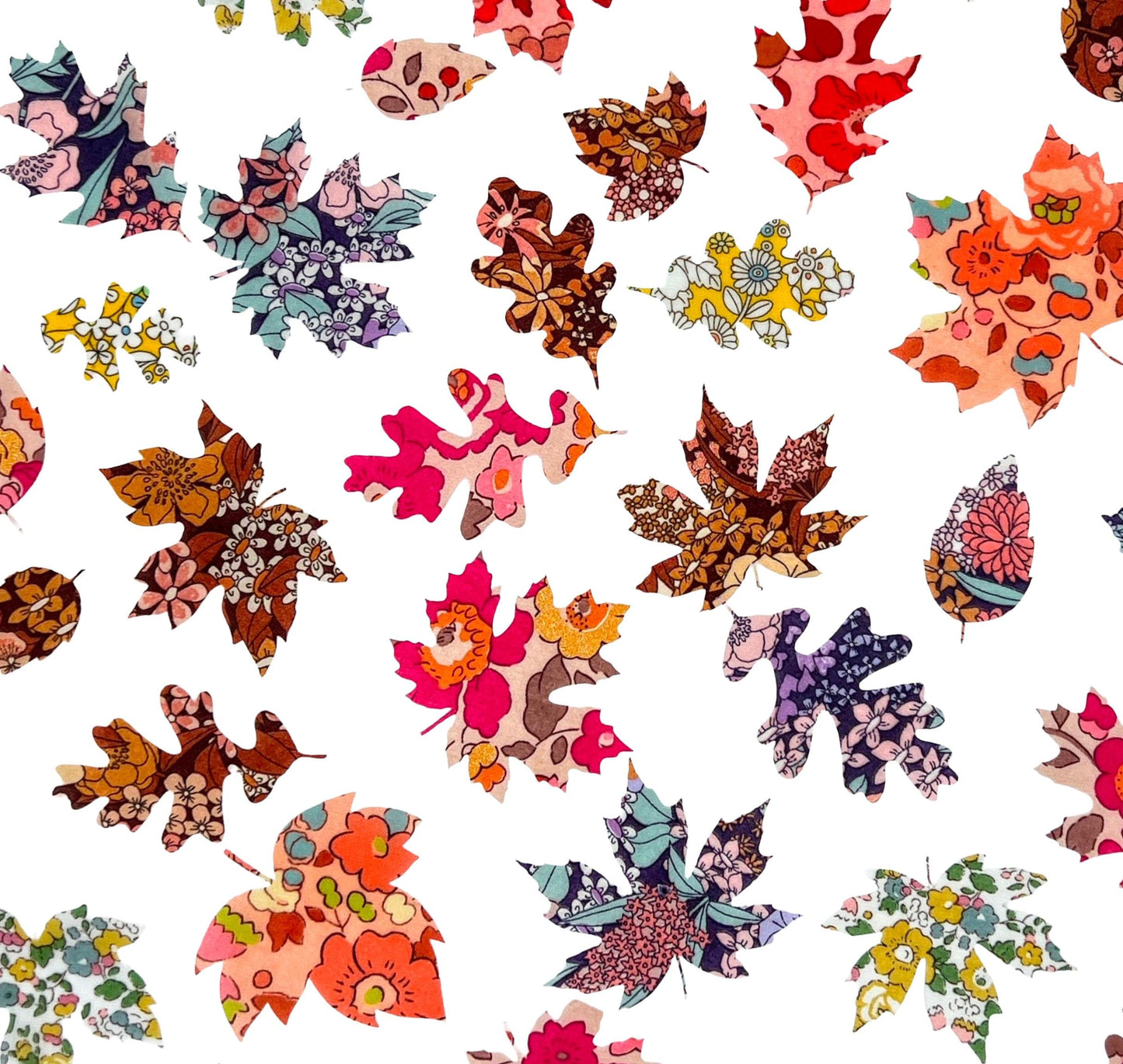 Liberty of London Fabric Fall Leaf Appliques: Iron-On or Sticker