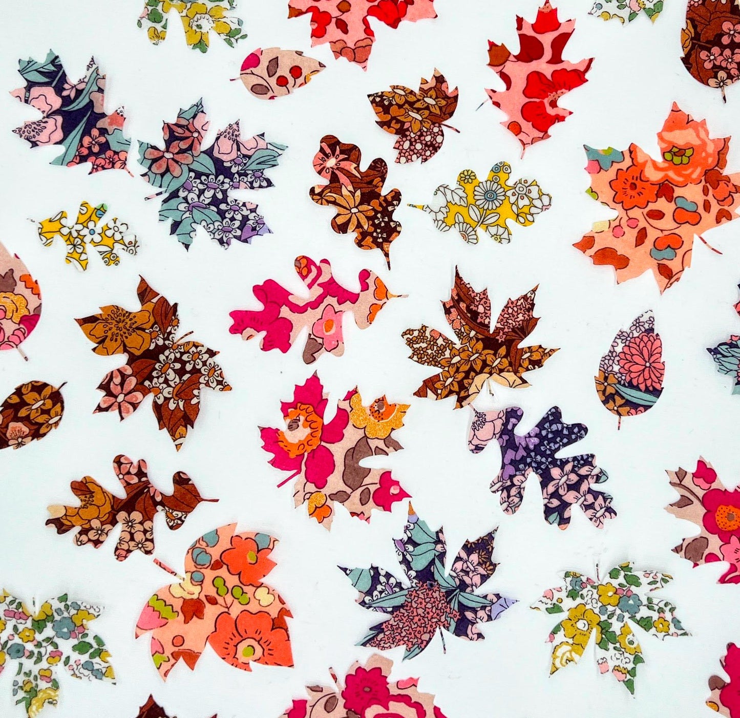 Liberty of London Fabric Fall Leaf Appliques: Iron-On or Sticker