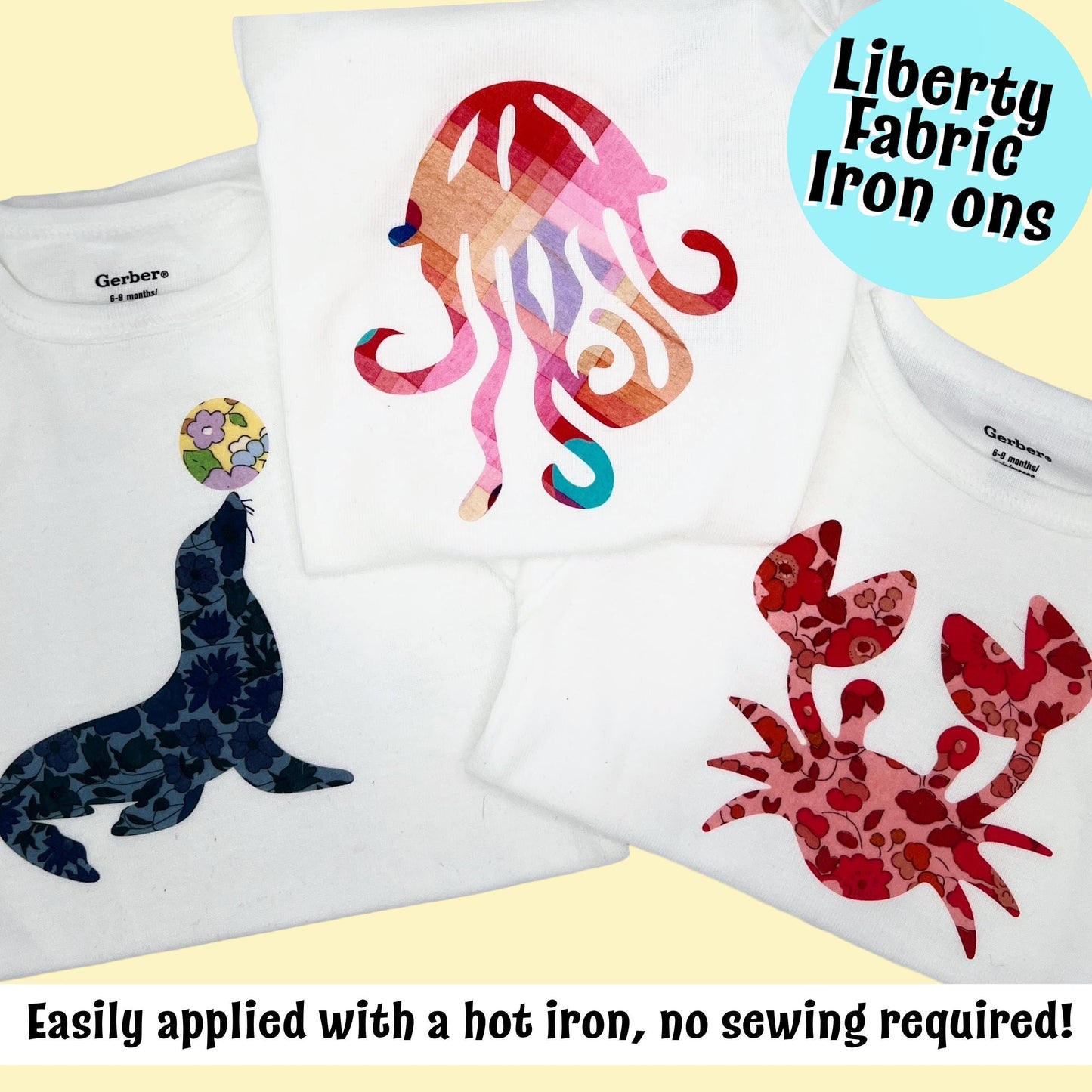 Liberty of London Fabric Onesie Decorating Kit: Seaside Iron-On Patches