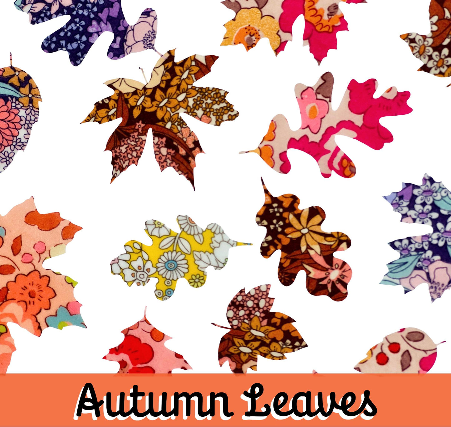 Liberty of London Fabric Fall Leaf Appliques: Iron-On or Sticker