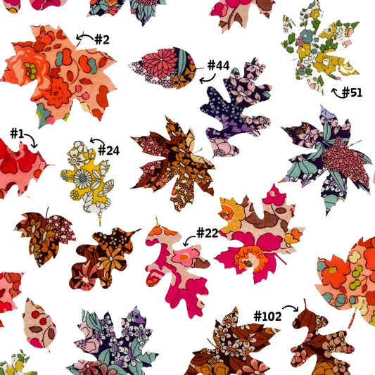 Liberty of London Fabric Fall Leaf Appliques: Iron-On or Sticker