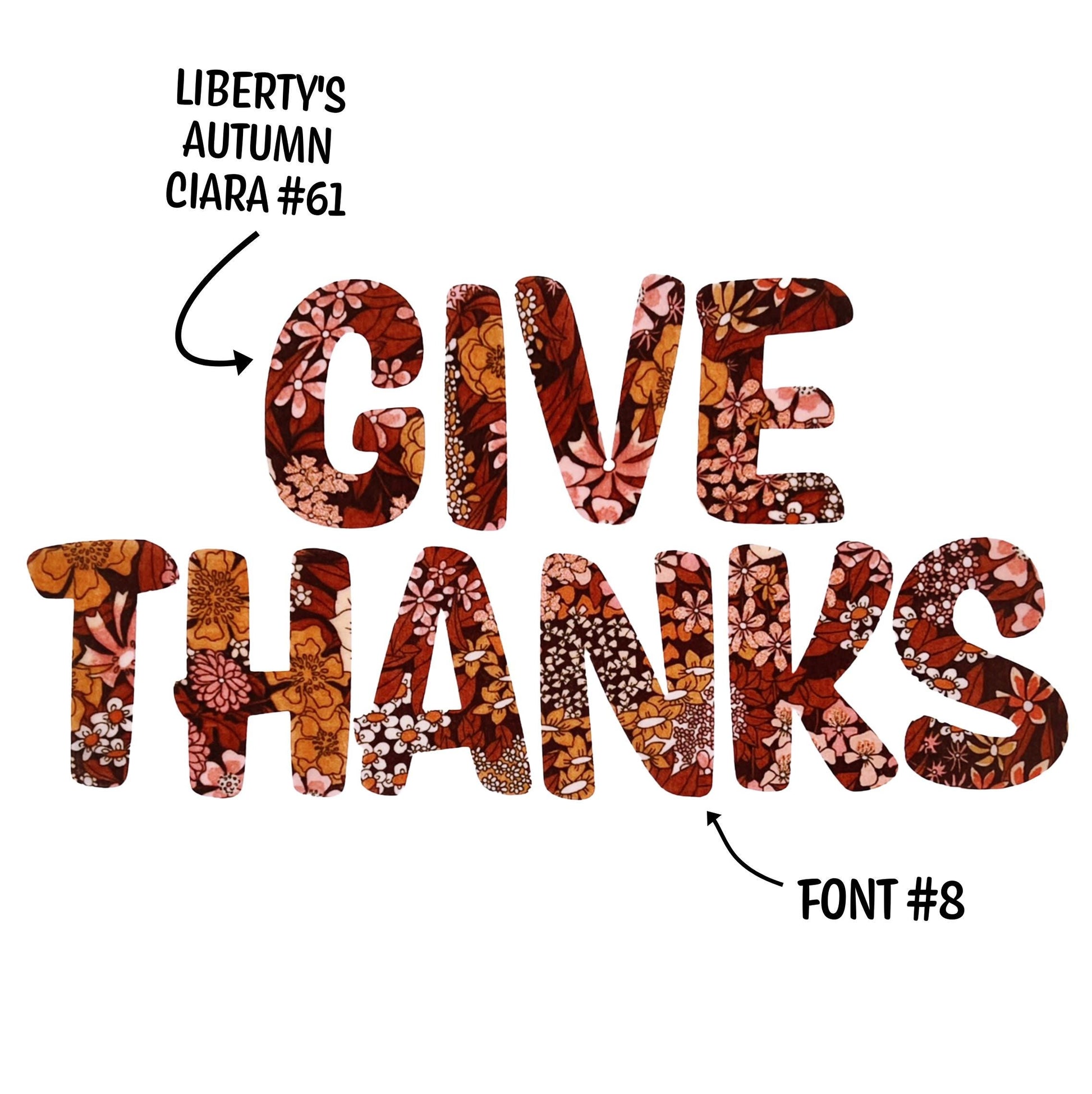 Liberty of London Fabric Iron On Letters, Custom Applique