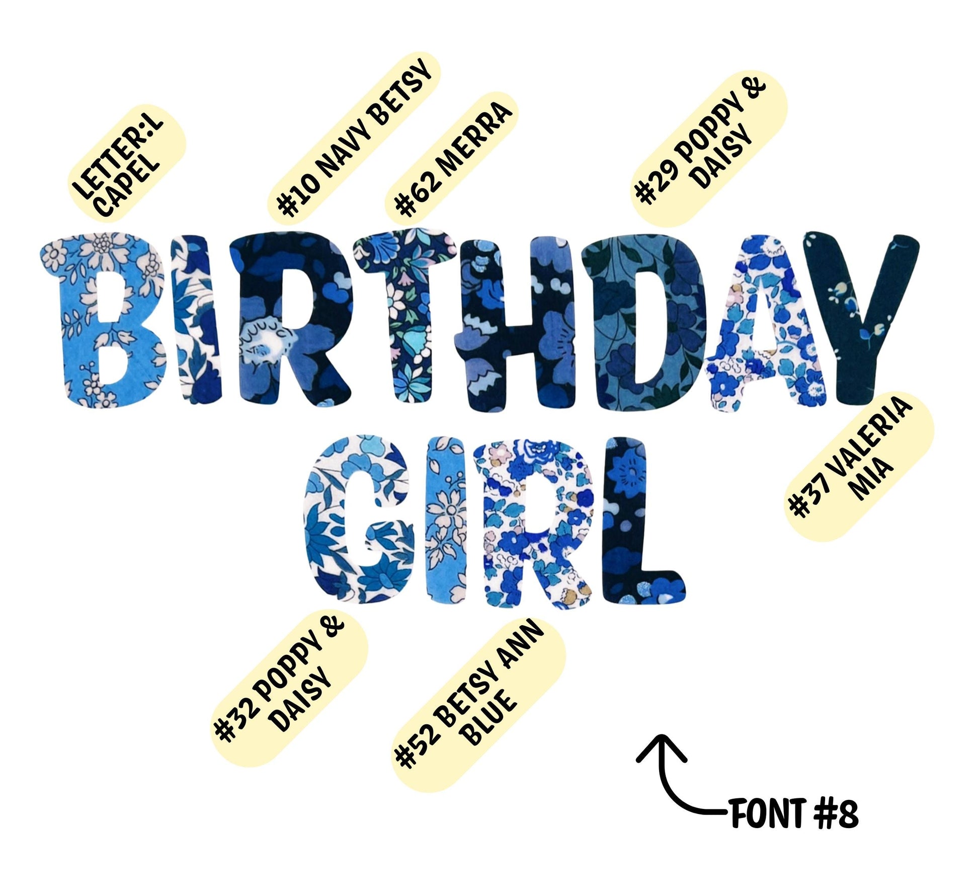 Liberty of London Fabric Iron On Letters, Custom Applique