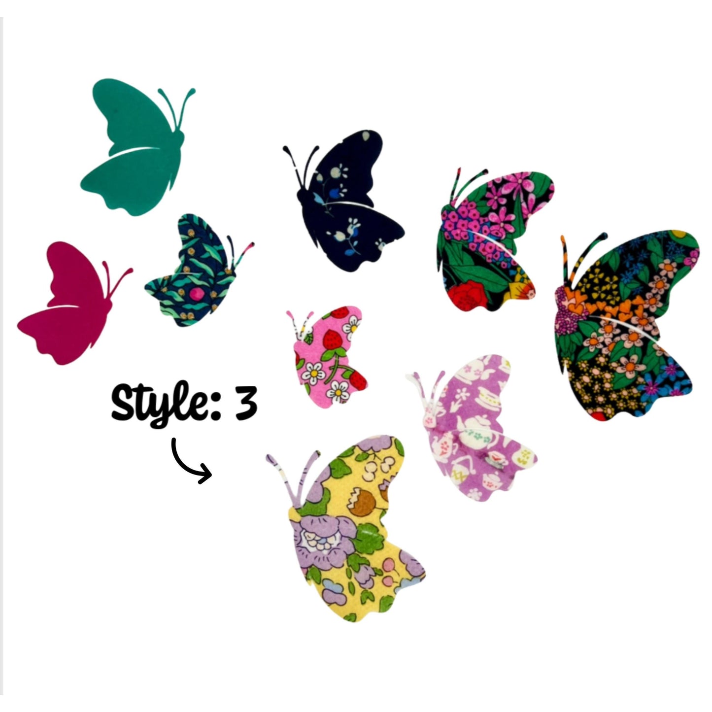 Individual Fabric Butterfly Patches: All in Liberty of London fabric, Easy No-Sew or Stitch-Able Iron On backing