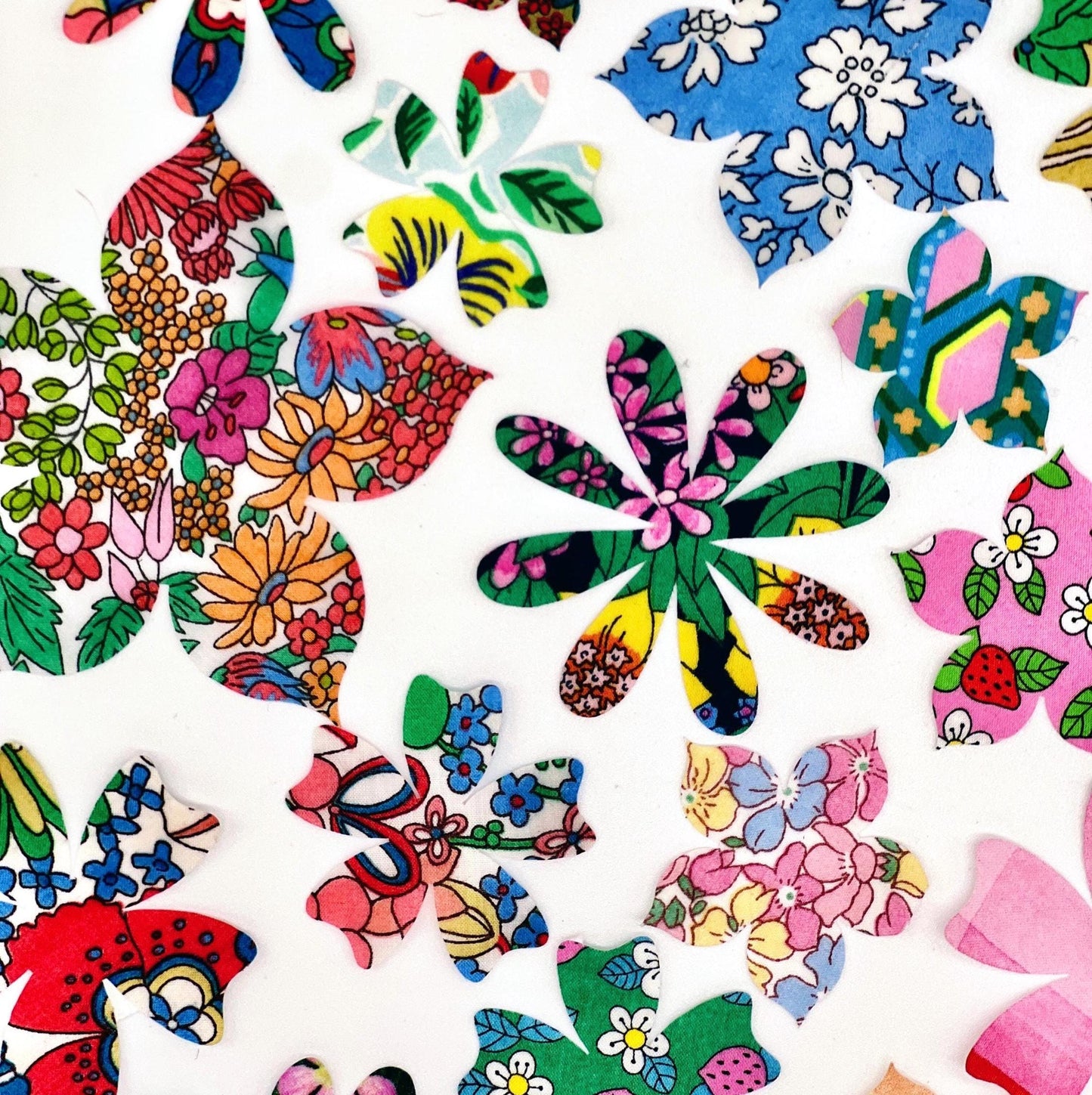 Grab Bag of Flower Appliques: 10-50 fabric Iron On flowers in over 70 Liberty of London fabrics