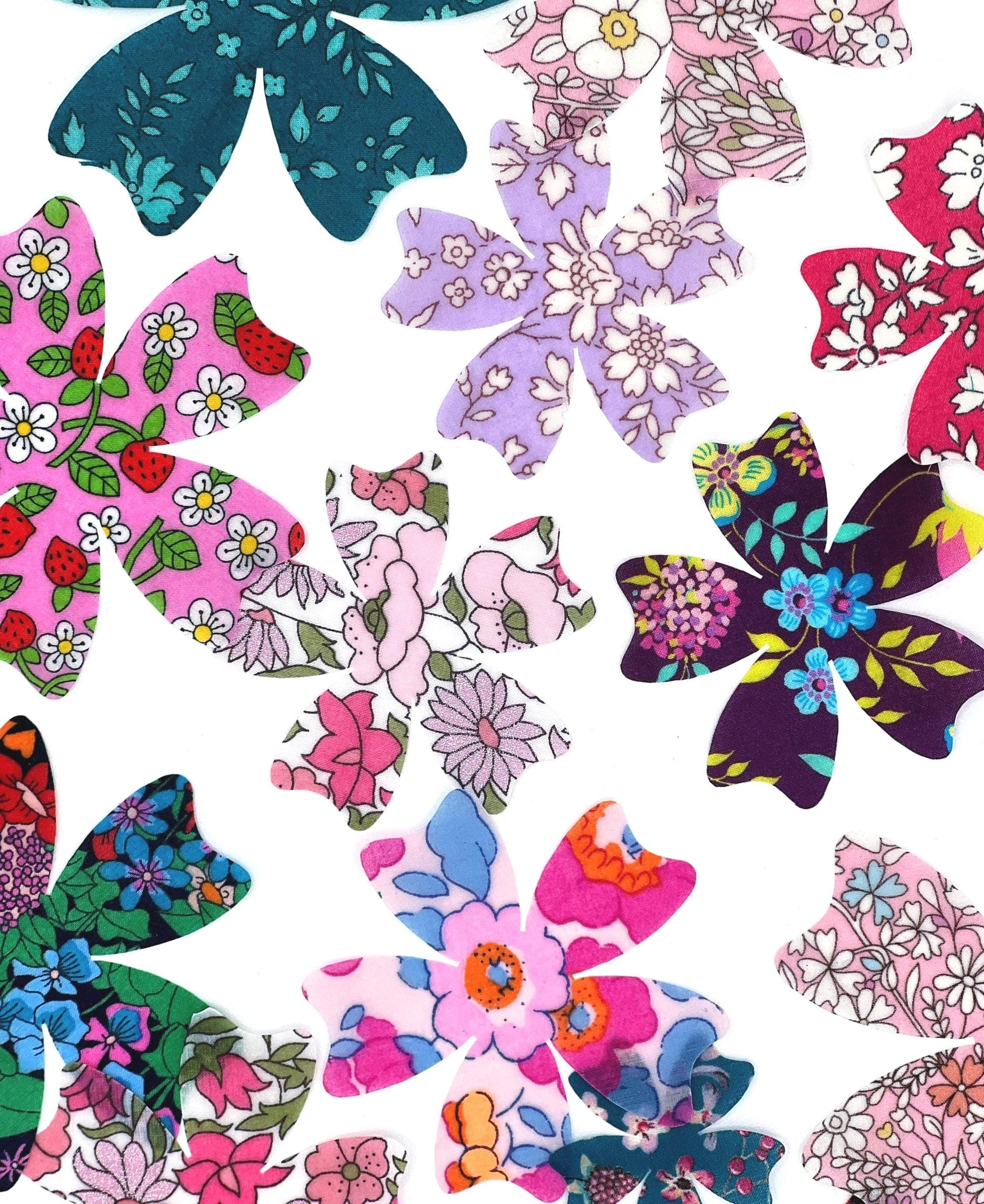 Grab Bag of Flower Appliques: 10-50 fabric Iron On flowers in over 70 Liberty of London fabrics