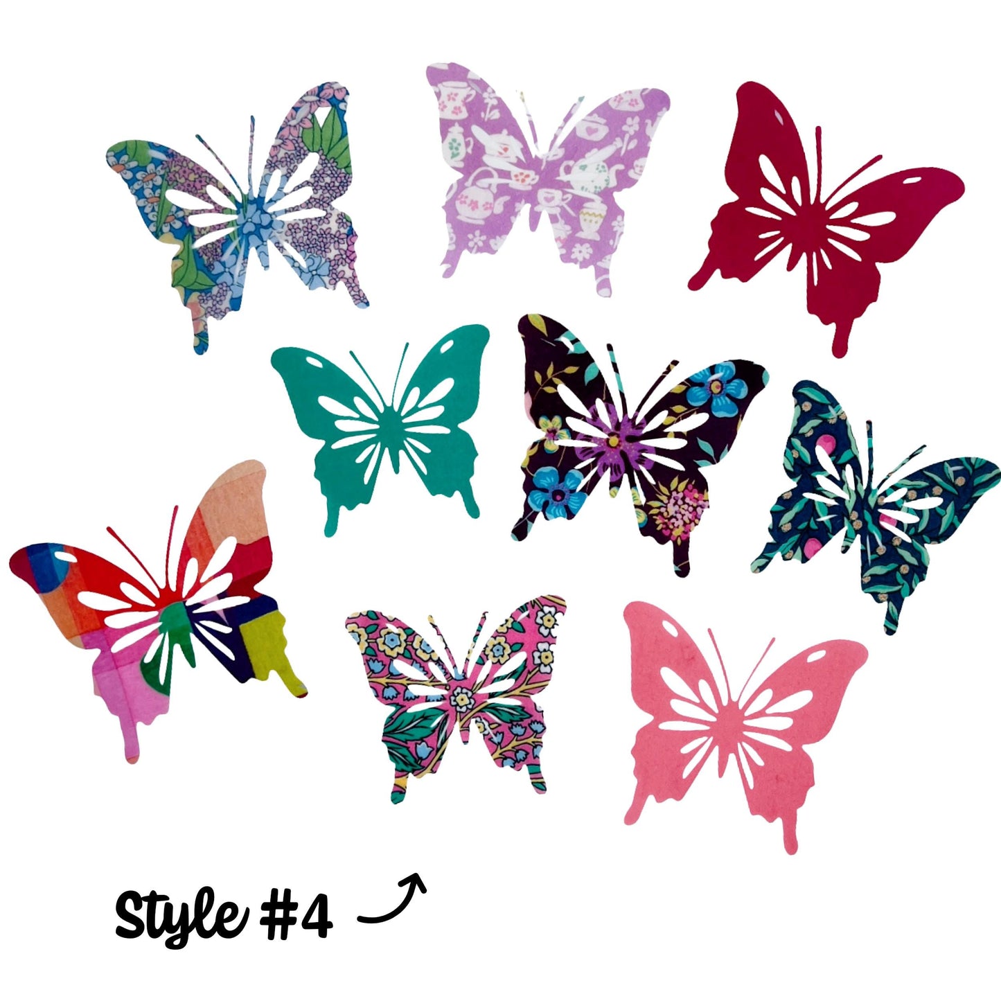Individual Fabric Butterfly Patches: All in Liberty of London fabric, Easy No-Sew or Stitch-Able Iron On backing