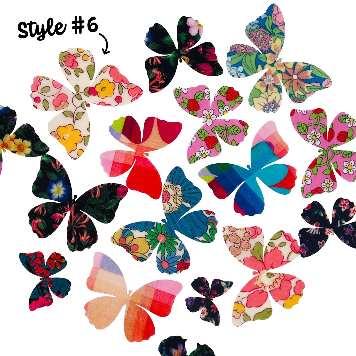 Individual Fabric Butterfly Patches: All in Liberty of London fabric, Easy No-Sew or Stitch-Able Iron On backing