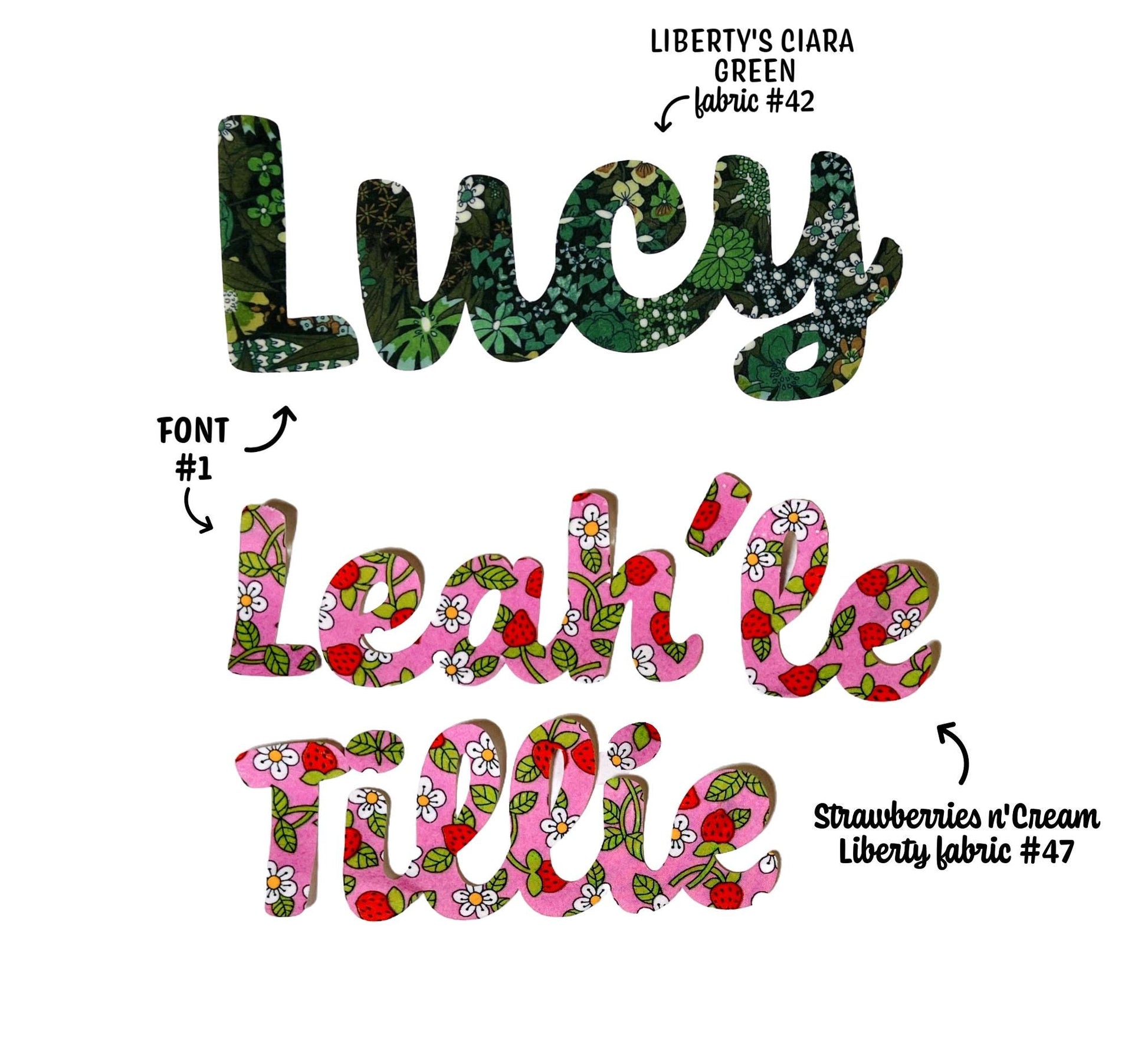 Liberty of London Fabric Iron On Name Patch, Personalized Applique