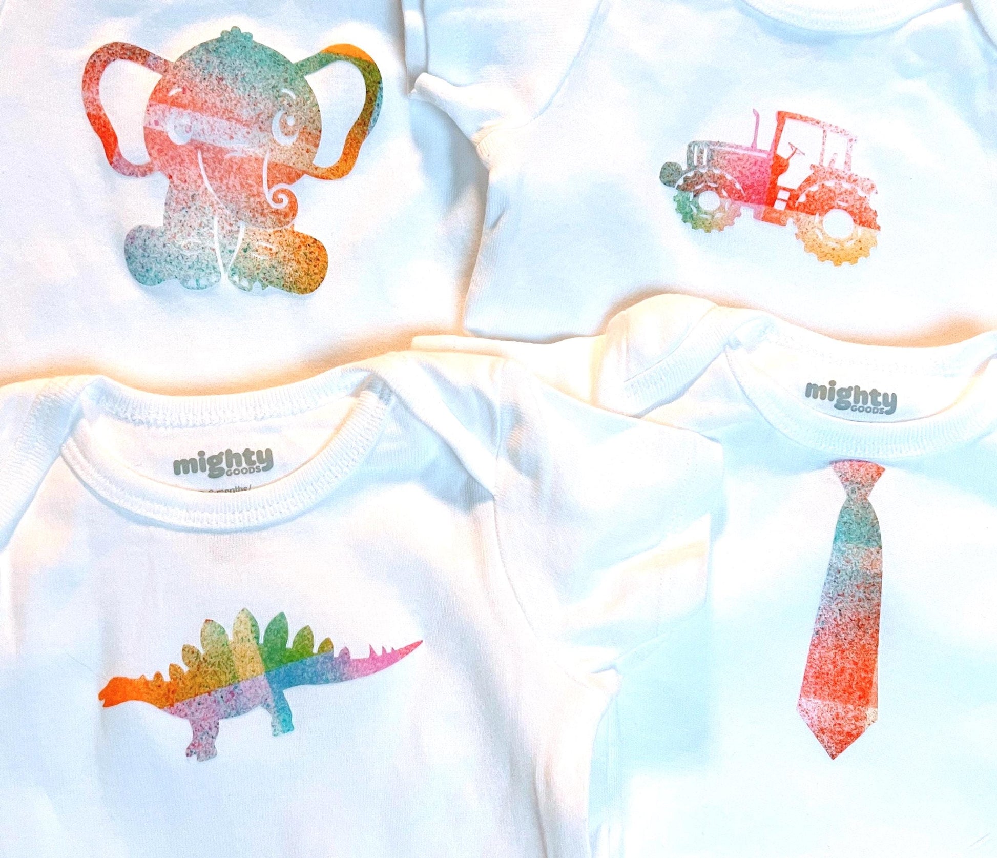 Boys Onesie & Bib Decorating Kit: Easy No Sew Iron On Liberty fabric Appliques in a variety of playful BOY shapes, Baby Shower to Remember!