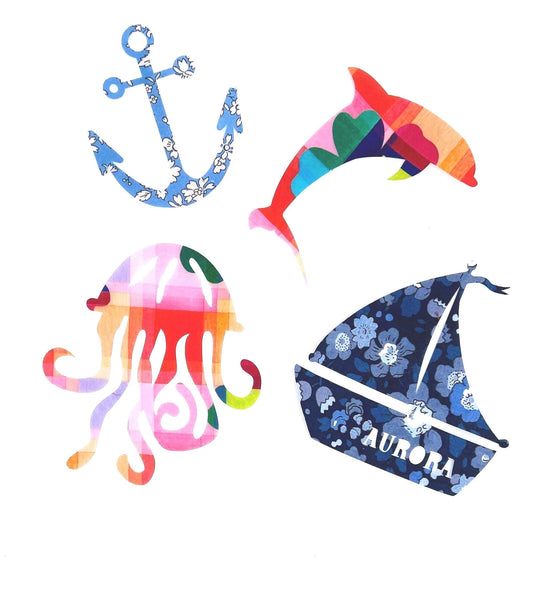 Seaside Onesie Decorating Supplies: Fabric Appliques for DIY Baby Shower Activity, Easy No Sewing or Crafting experience needed!