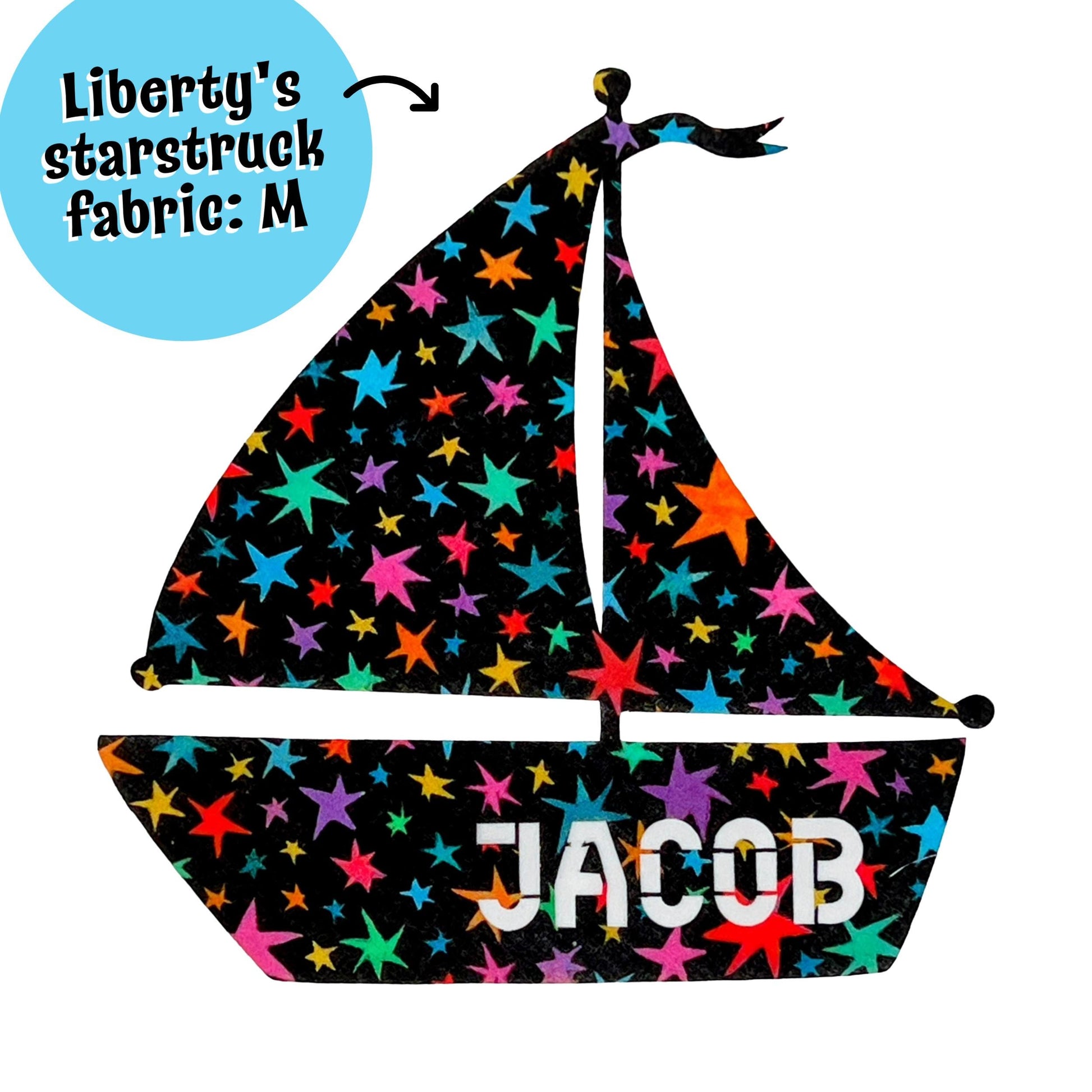 Custom Patch Shapes with Names: Liberty Fabric Appliques, Playful Shapes, Personalized Names, Nursery Decor, DIY Wall hanging, Custom Gifts
