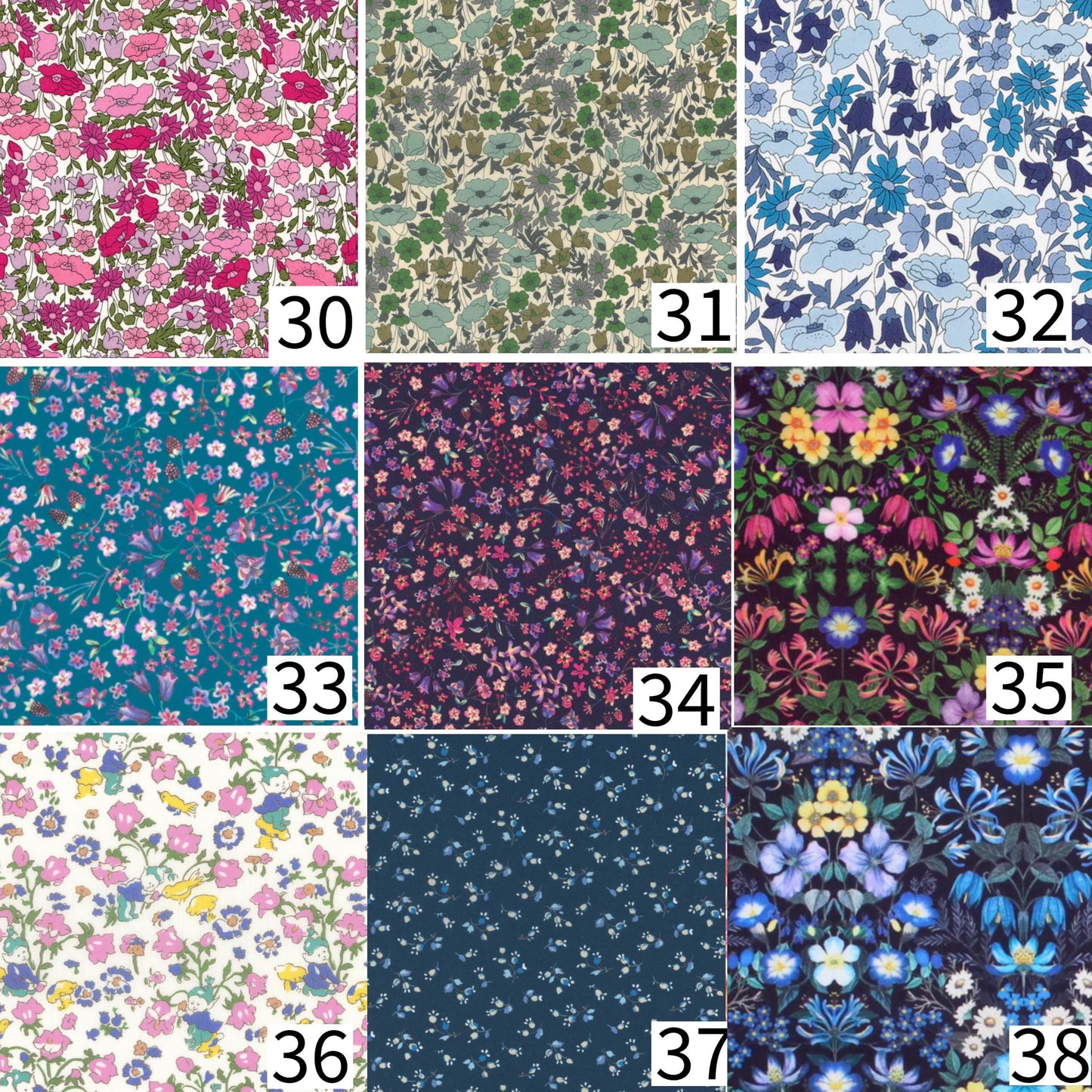 Assorted Shapes, Liberty fabric Iron-On Patches for Quilting, Visible Mending, Upcycling Clothes & Decor