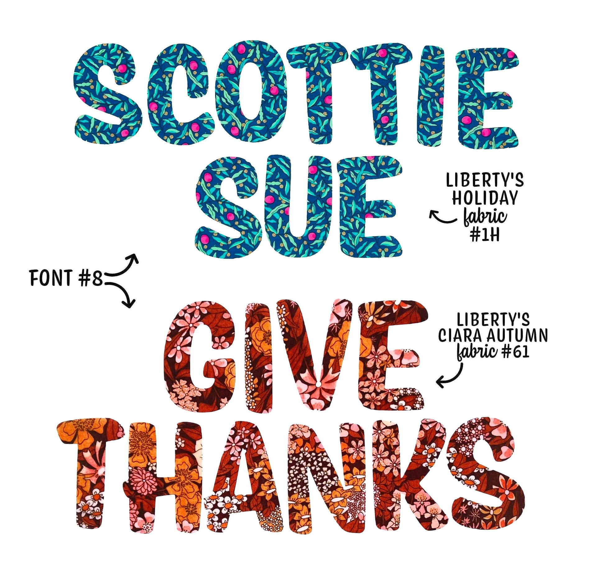 Liberty Fabric Iron-On Letters: Custom Appliques, Stitch-able & No-Sew