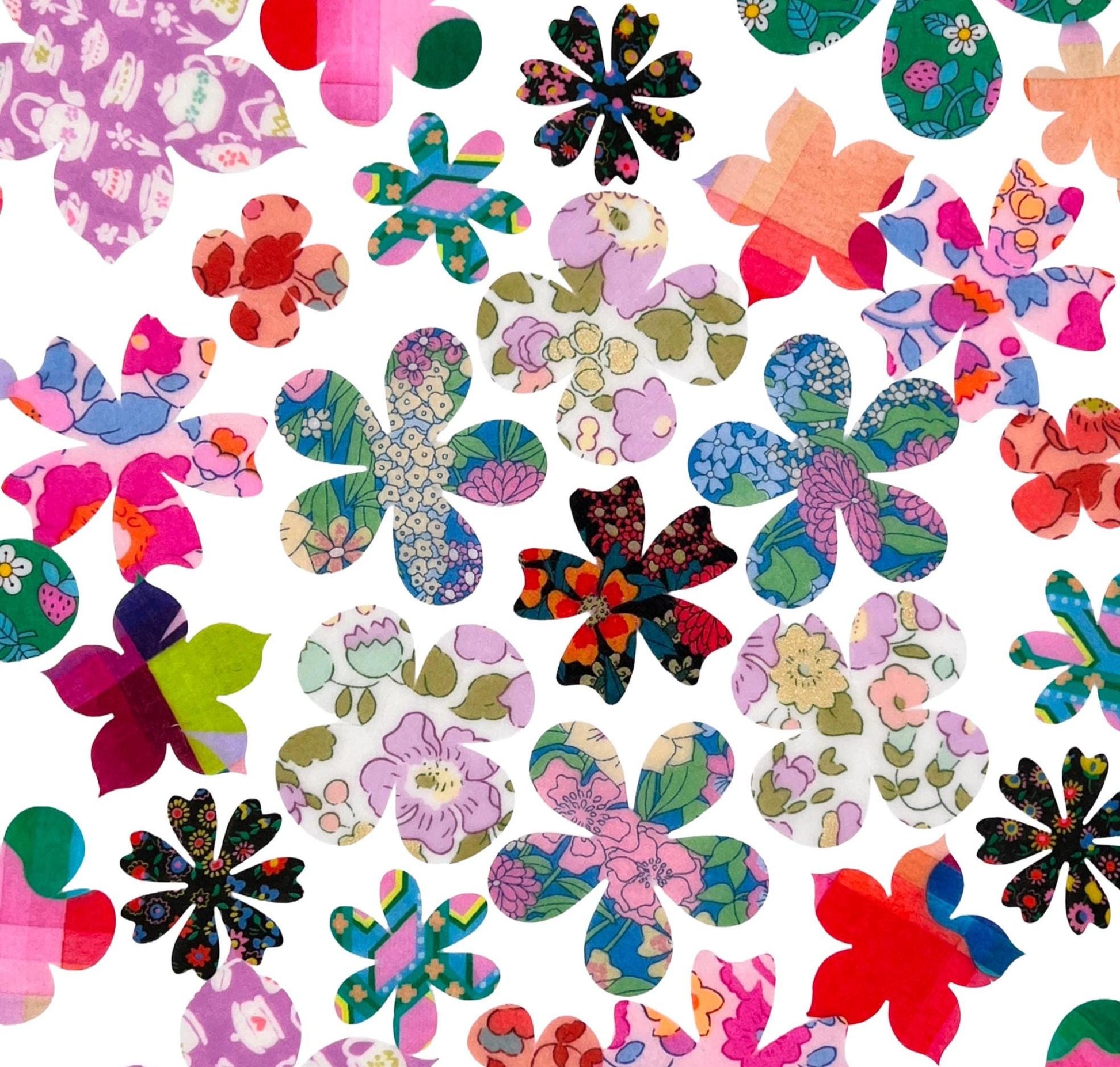 Grab Bag of Flower Appliques: 10-50 fabric Iron On flowers in over 70 Liberty of London fabrics