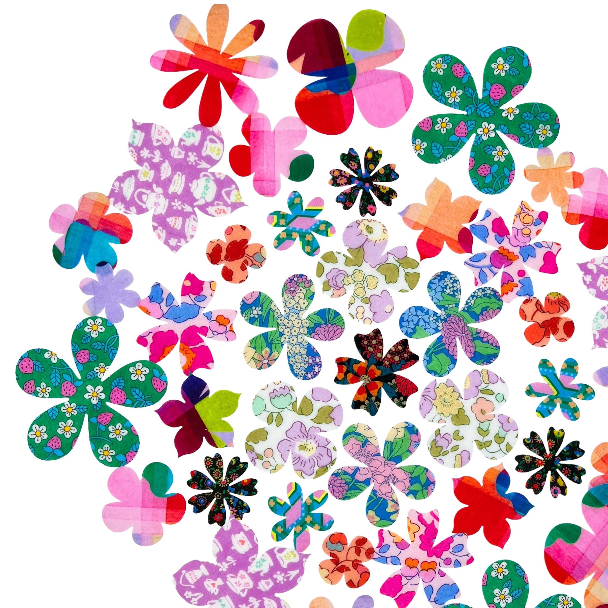 Liberty Fabric Flower Appliques – Iron-On Patches for Quilting, DIY Crafts, Easy No-Sew or Stitch-Able Iron On Backing