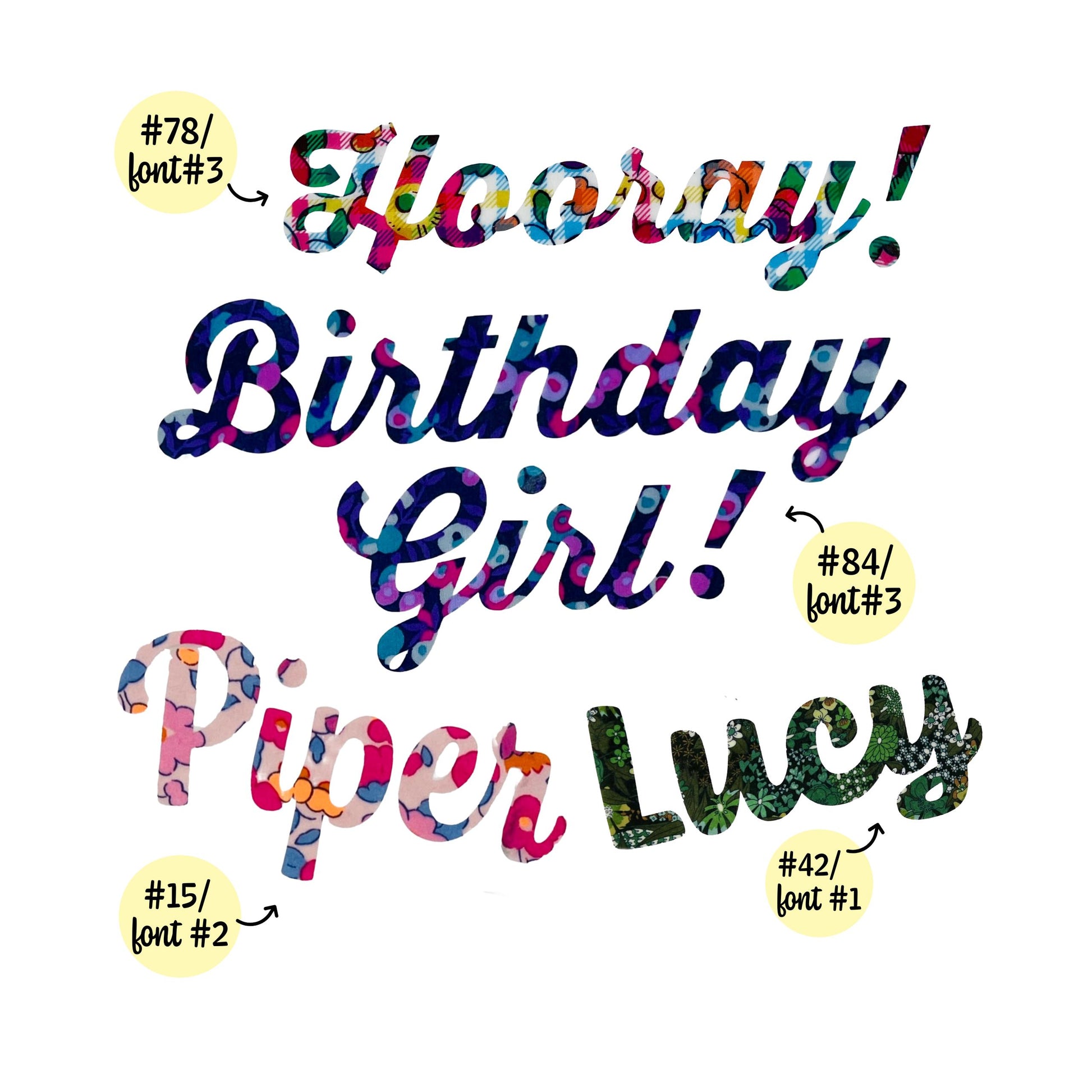 Custom Name Patches: Liberty of London fabric, Script Name Appliques, Custom Iron-On Patches (Adhesive Backing Available)