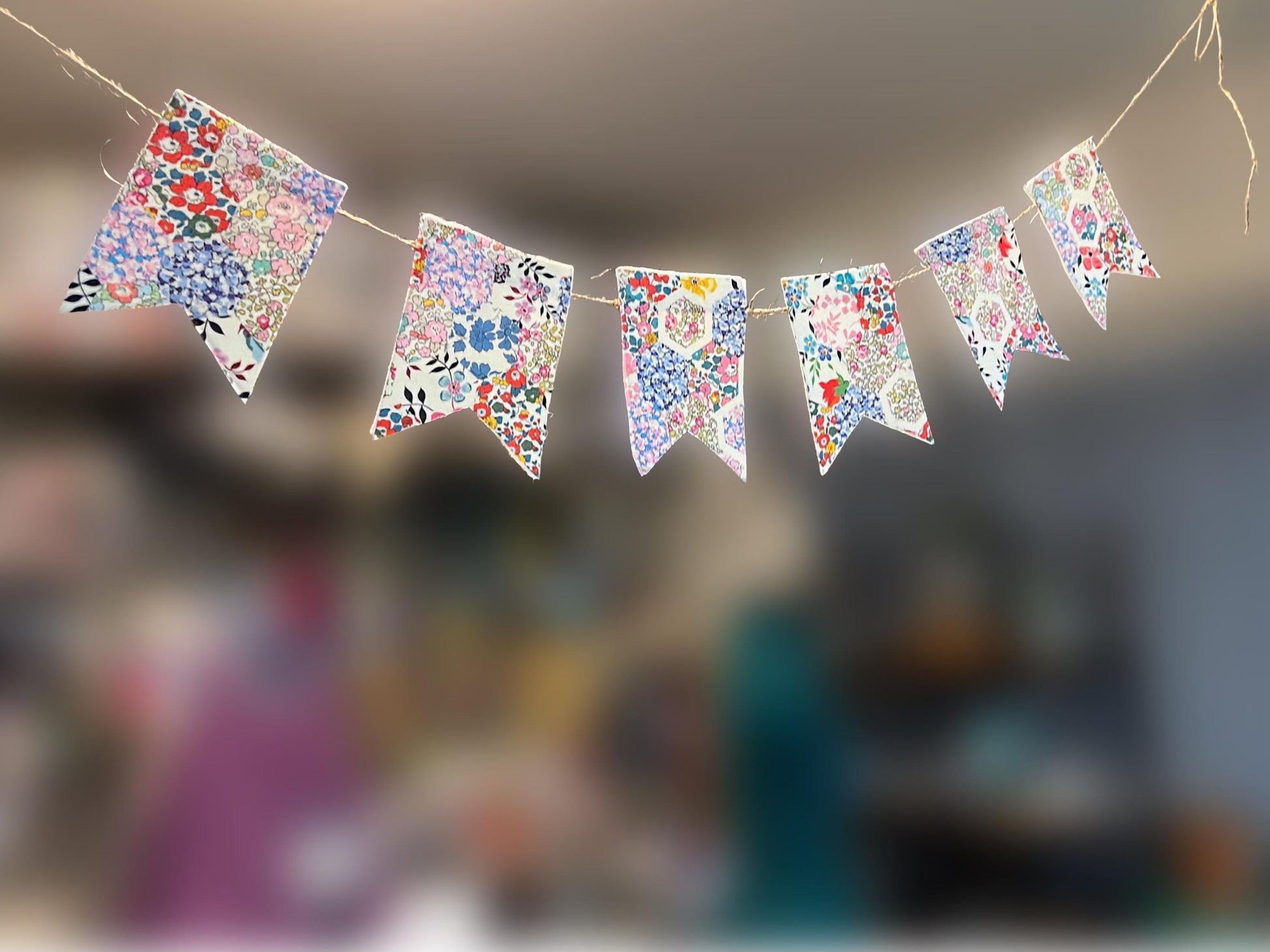 Vintage Liberty Fabric Bunting Banner: 5 inch Flags, Rainbow Collection