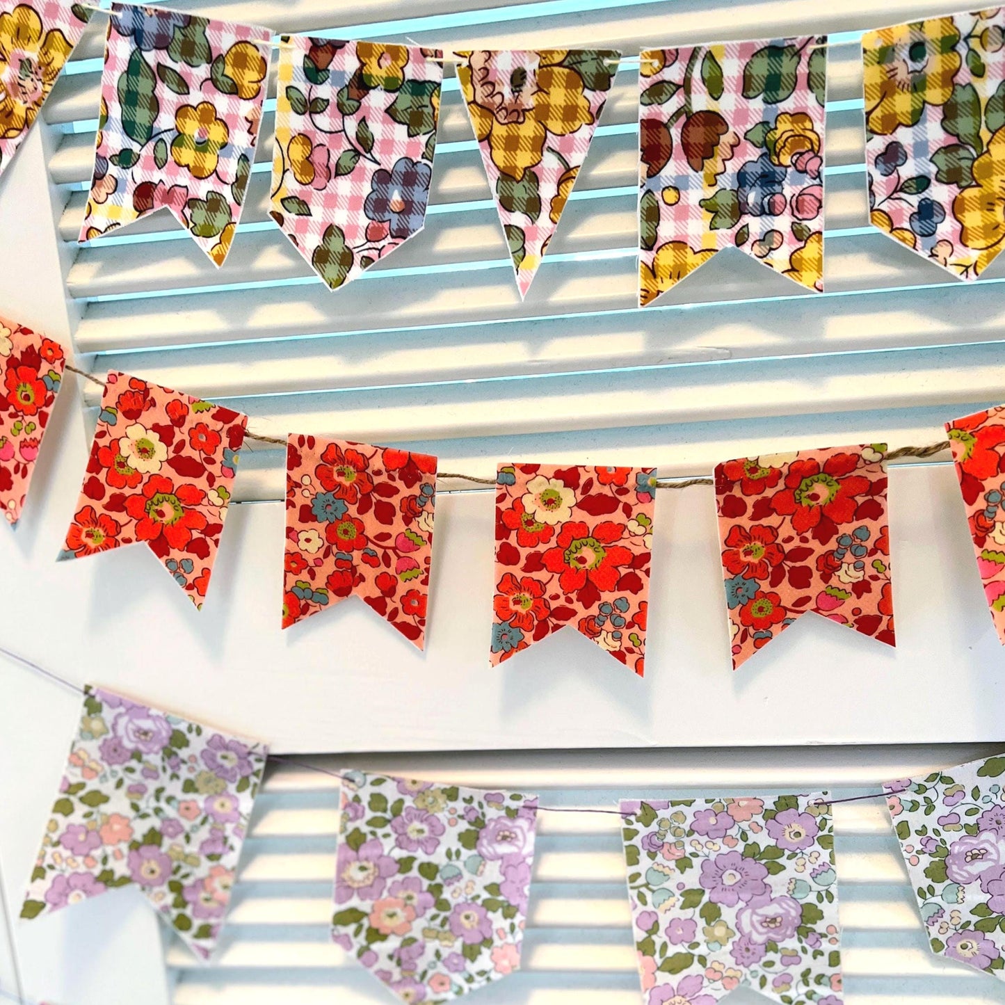 Liberty Fabric Bunting Banner: Vintage Style 3-Inch Flags