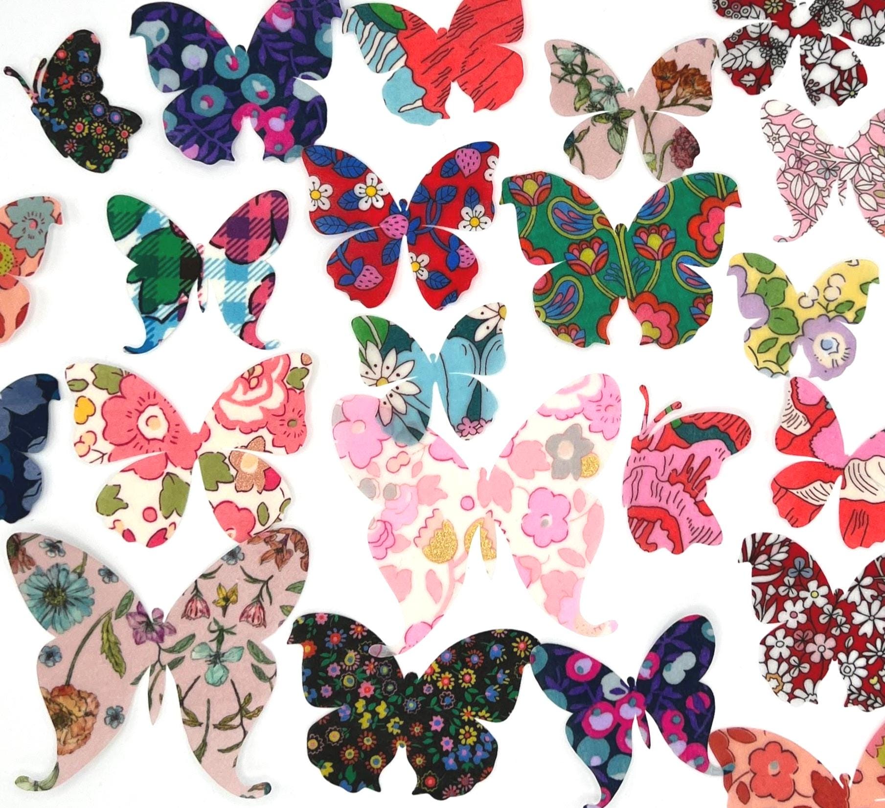Liberty fabric Butterfly patches: A Grab Bag of Iron-On Appliques in Liberty fabric (10–50) – Quilting, Patchwork, DIY Crafts, Scrapbooking
