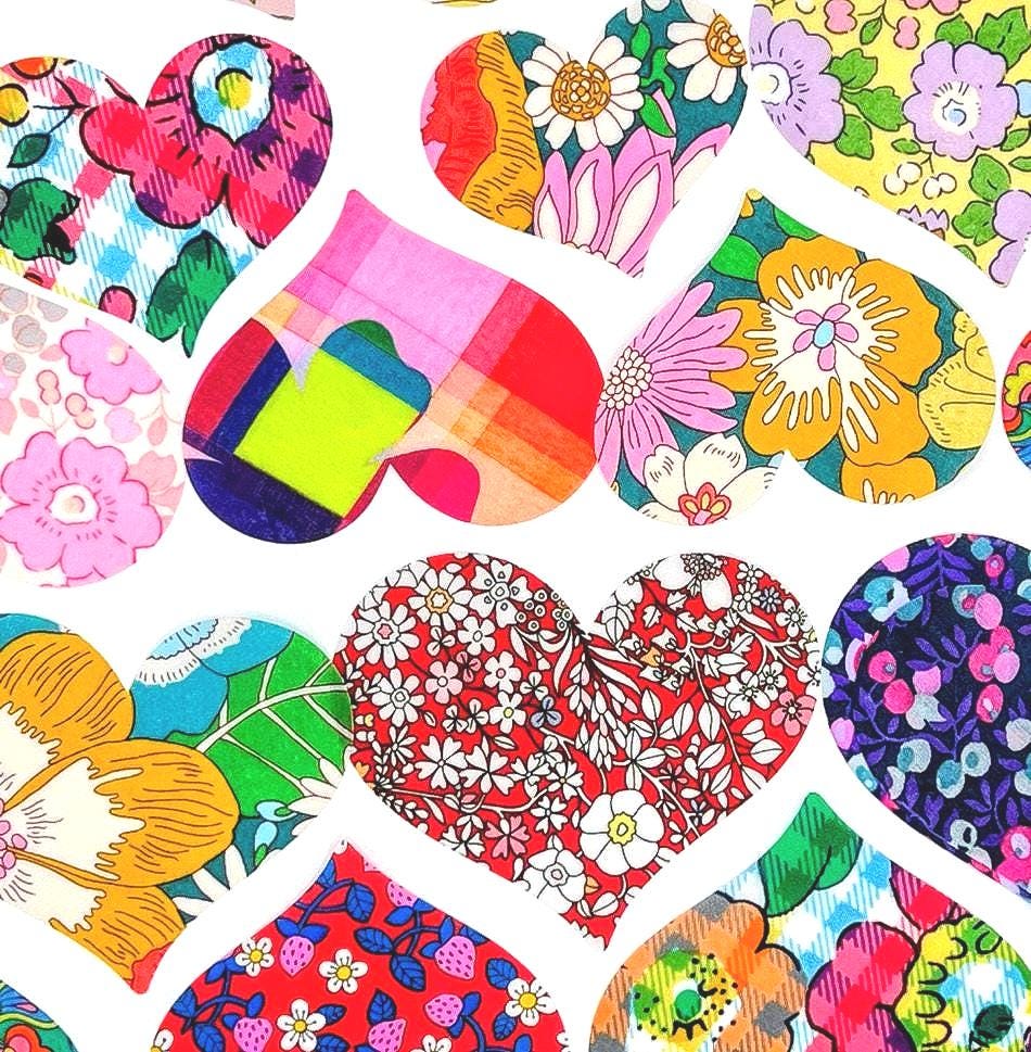 10-50 Heart Iron On Grab Bag: Liberty of London fabric Heart appliques